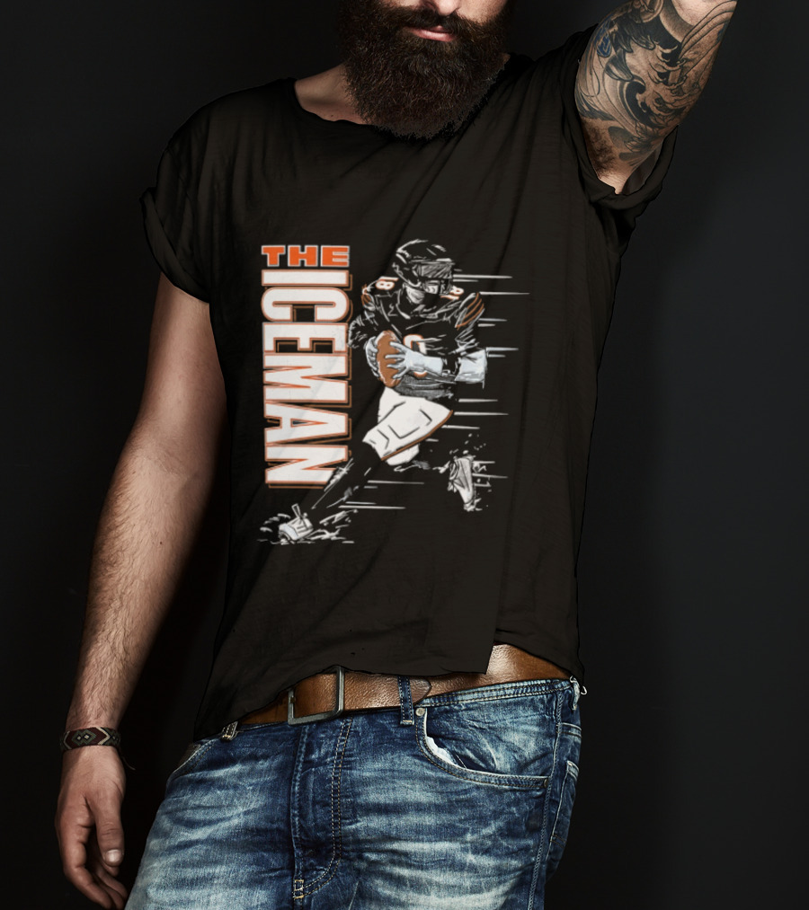 Chicago Bears The Iceman Football Player Running Holding Ball T-Shirt
