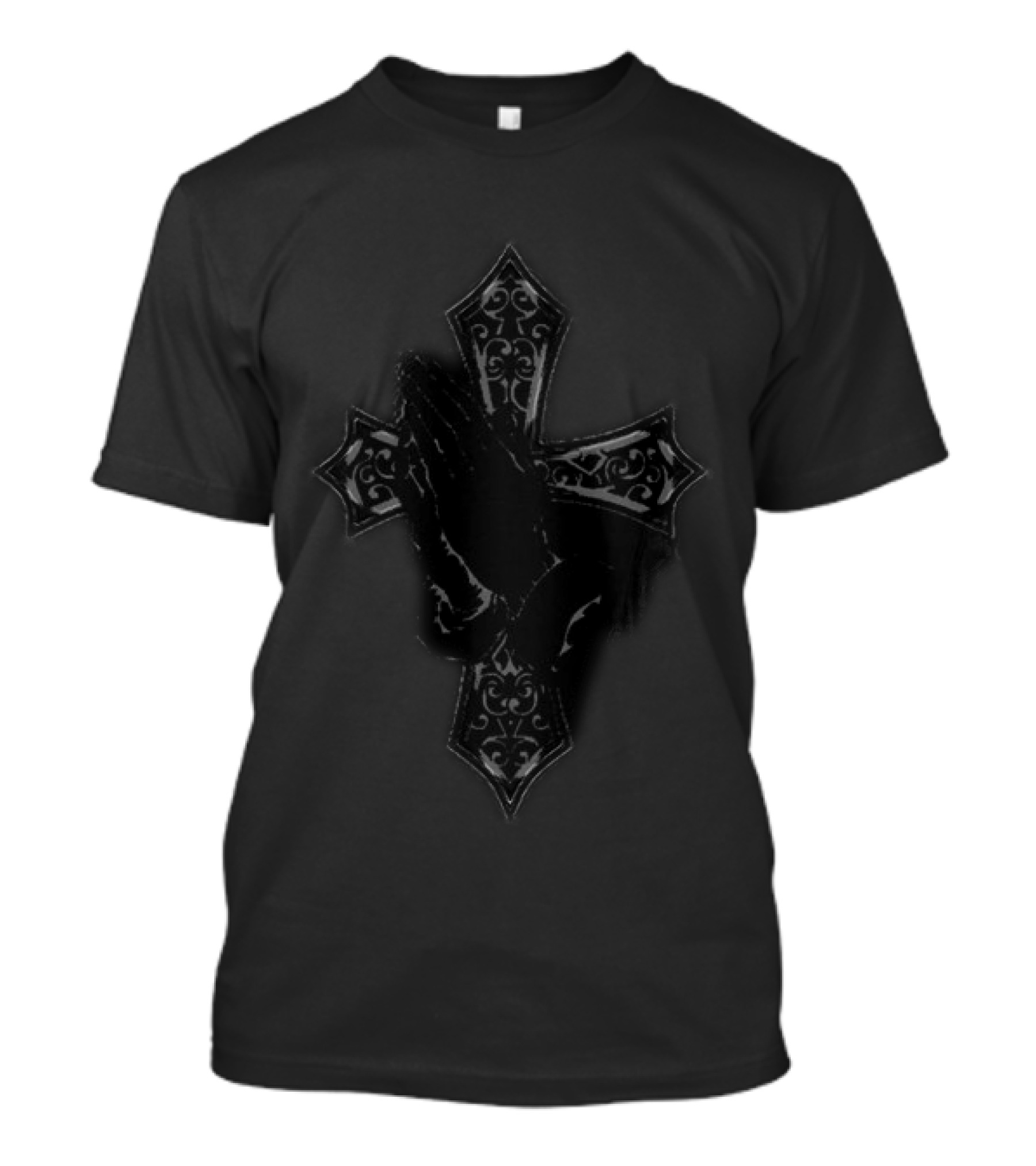 Chrome Hearts Black Praying Hands Cross T-Shirt