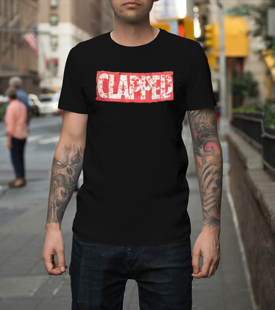 Clapped Red Box Bold Typographic T-Shirt