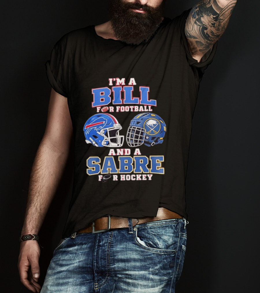 Buffalo Bill Football And Sabre Hockey Fan Helmets T-Shirt