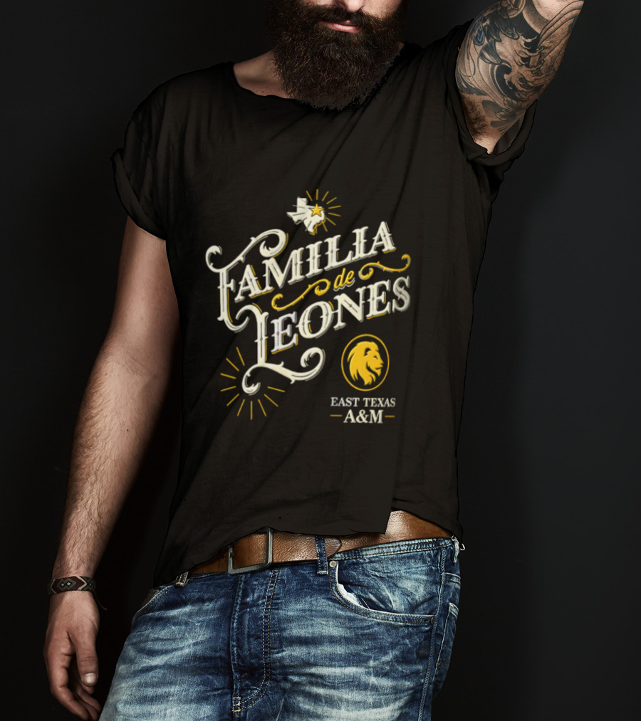 Familia De Leones East Texas A&M Map Star Lion T-Shirt