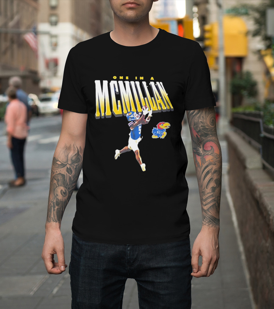 One In A McMillan Kansas Jayhawks KU Football Player Catching T-Shirt