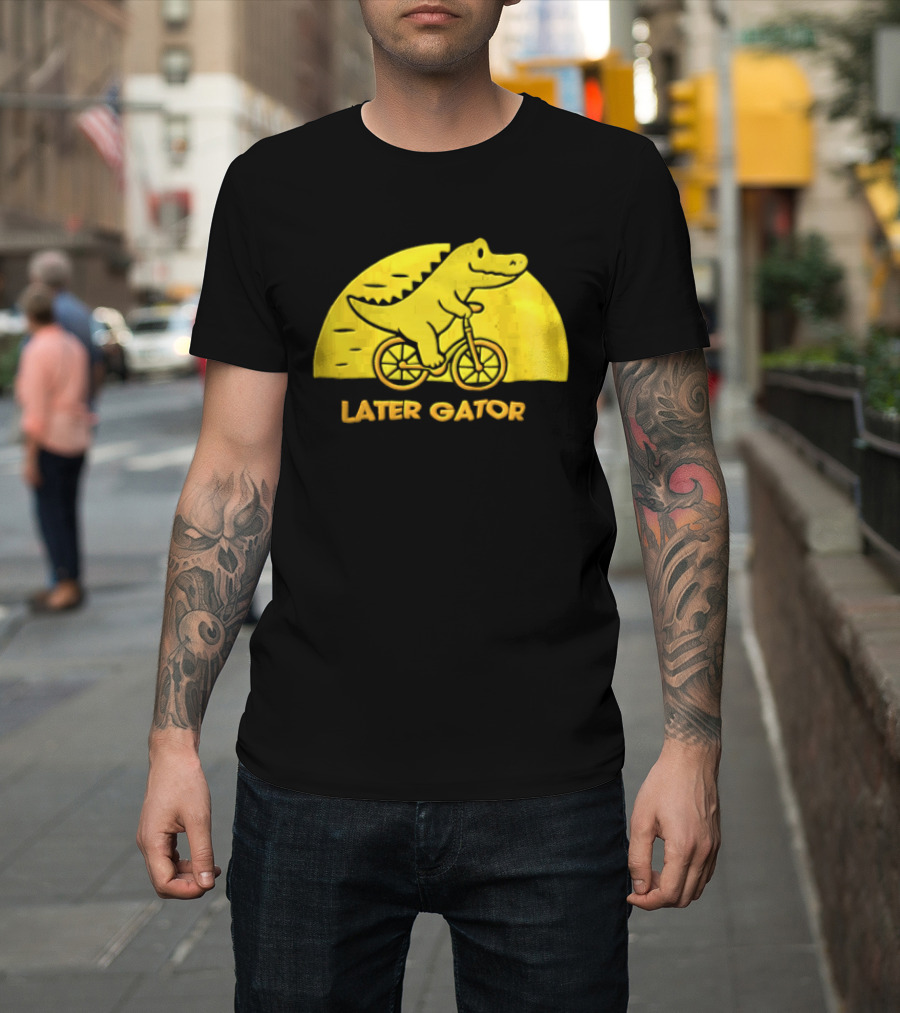 Later Gator Riding Bicycle Fun T-Shirt