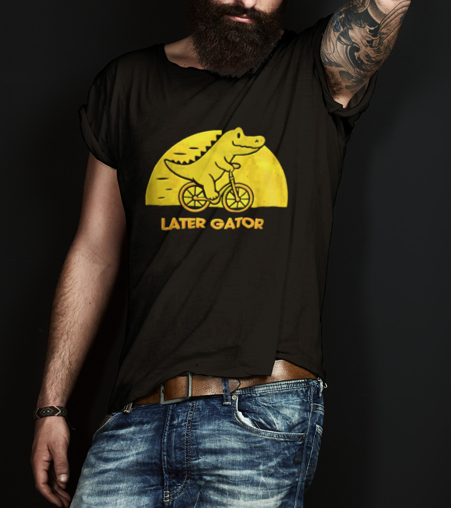 Later Gator Riding Bicycle Fun T-Shirt