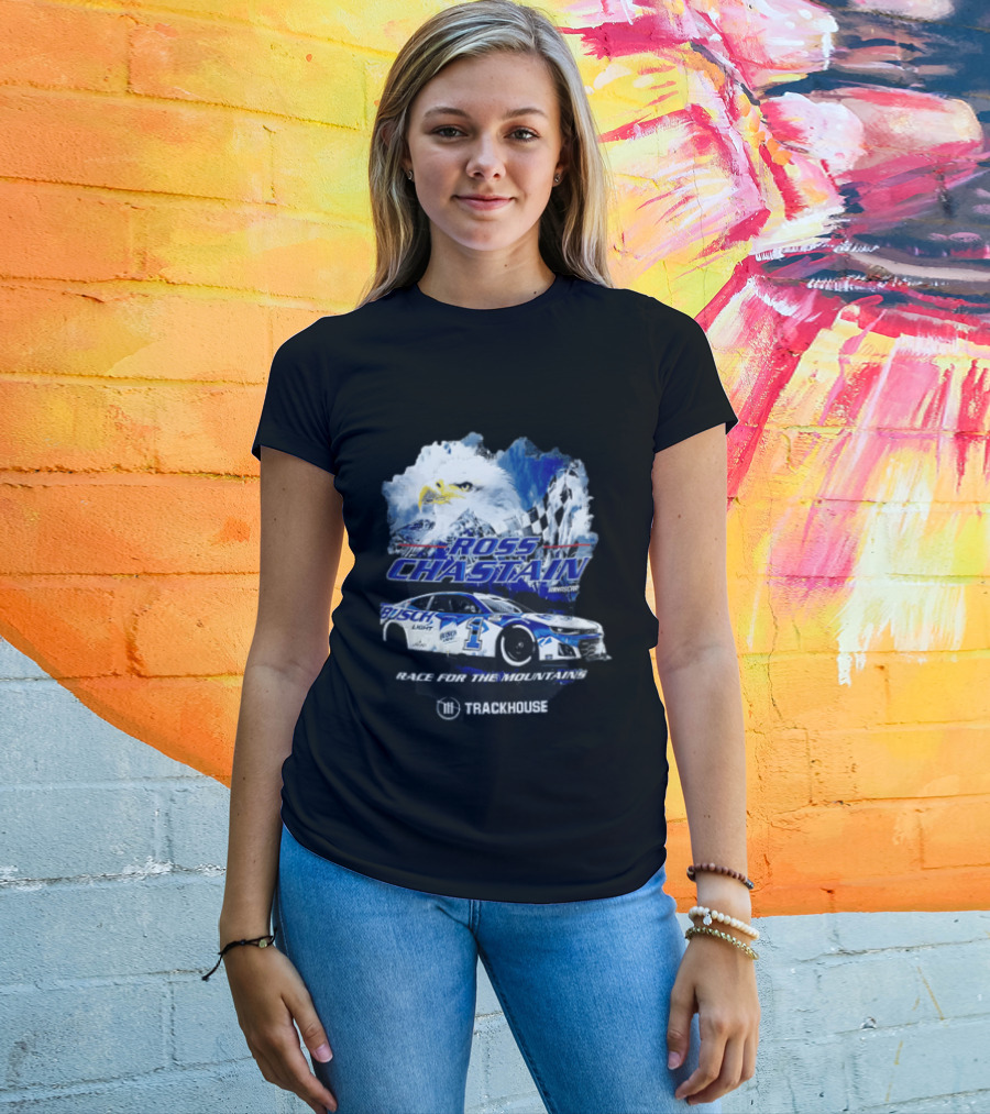 Ross Chastain Trackhouse Busch Light Race For The Mountains Eagle Checkered Flag Racing Car T-Shirt
