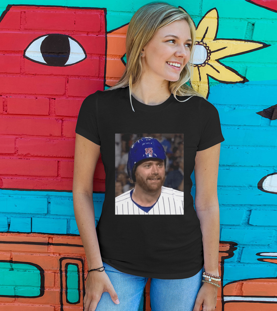 Taylor Davis Cubs Number 15 Helmet Stare T-Shirt