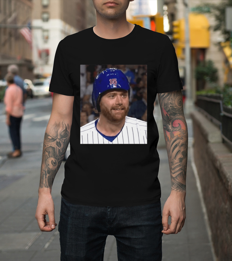 Taylor Davis Cubs Number 15 Helmet Stare T-Shirt
