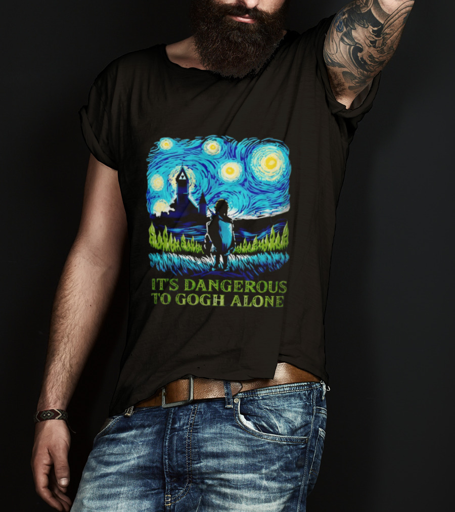 The Legend Of Zelda It's Dangerous To Gogh Alone Starry Night Link Standing T-Shirt