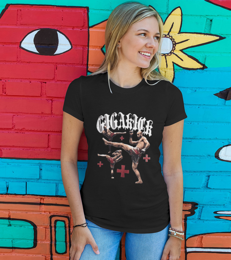 Giga Kick Three Fighters Performing Roundhouse Kicks T-Shirt