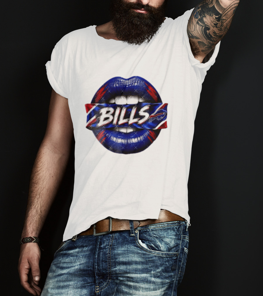 Buffalo Bills Blue Red Lips Banner With Bills Team T-Shirt