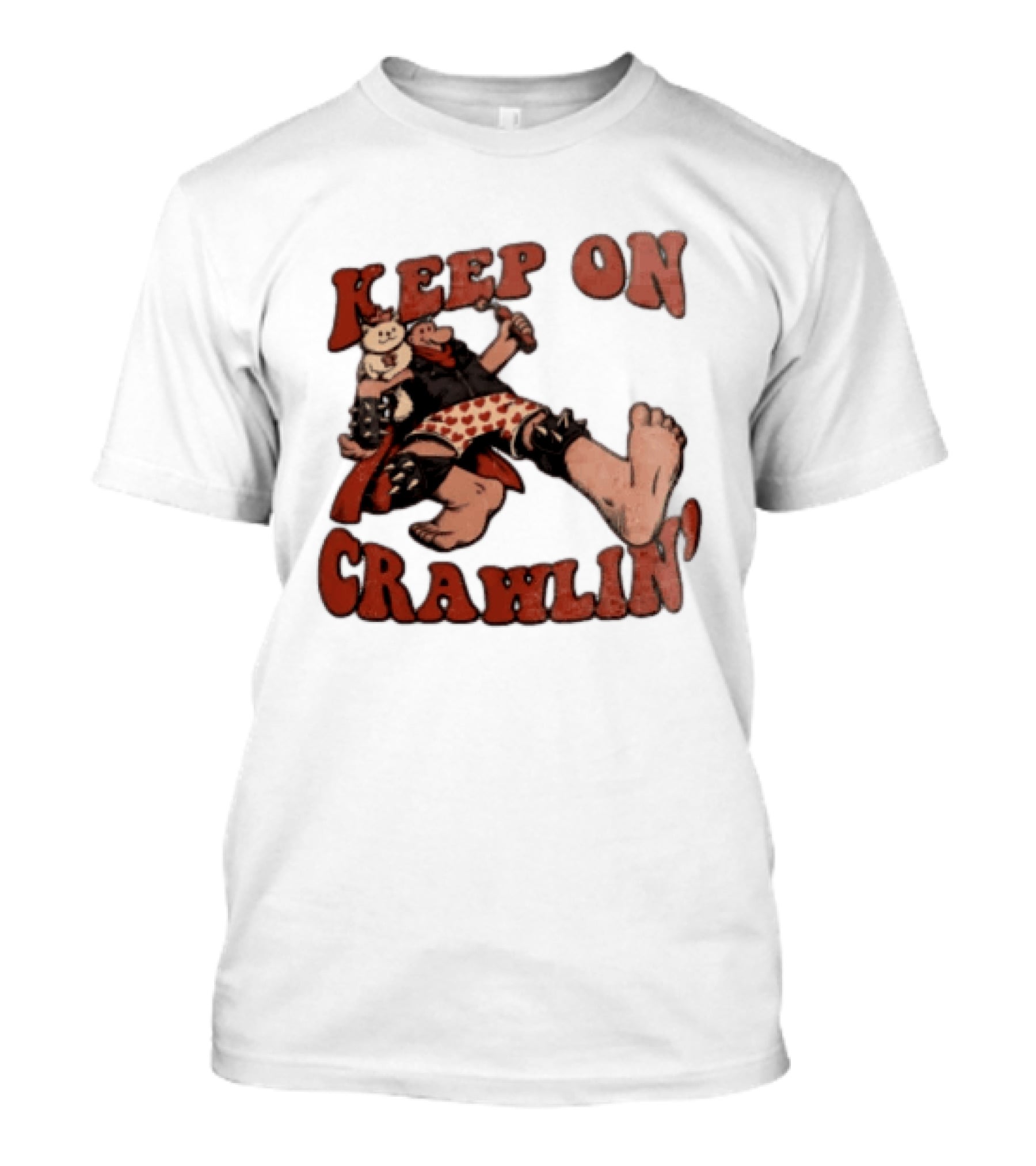 Keep On Crawlin Fat Freddys Cat Cartoon Man Holding Dynamite Cat T-Shirt