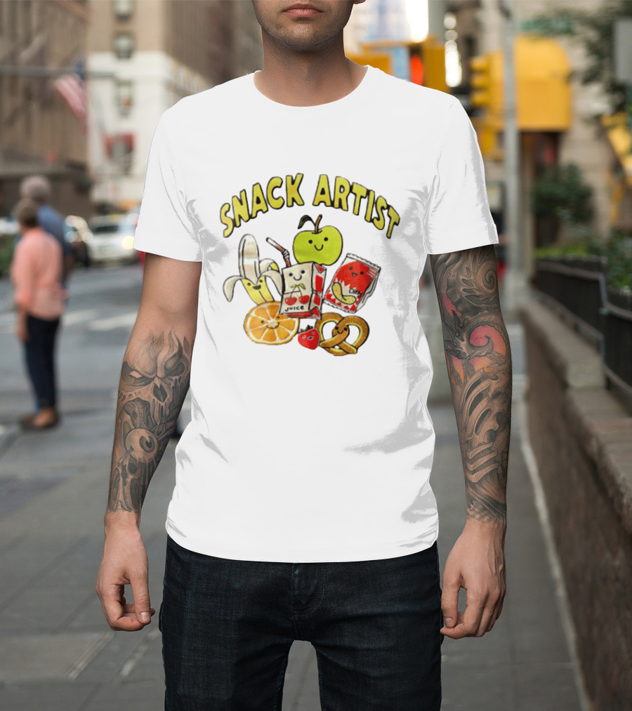 Snacks Juice Banana Apple Chips Pretzel Orange Cartoon T-Shirt