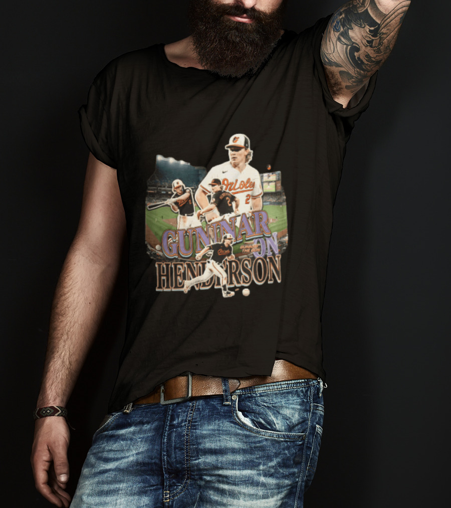 Baltimore Orioles Gunnar Henderson The Gun Baseball Player Action Shots T-Shirt