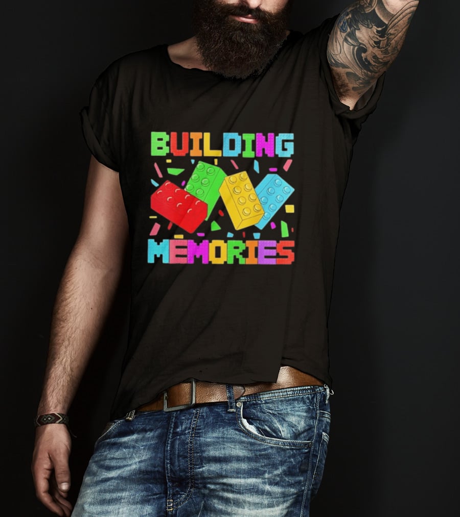 Building Brick Block Memories Colorful Confetti Celebration T-Shirt