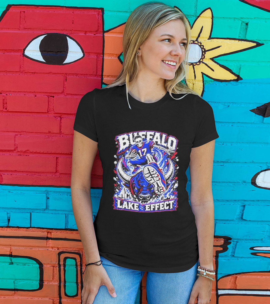 Buffalo Bills Lake Effect 17 Football Player Skull Buffalo T-Shirt