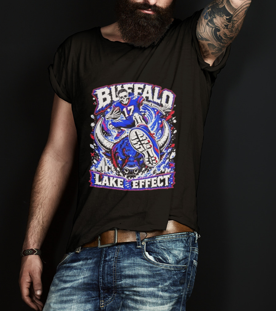 Buffalo Bills Lake Effect 17 Football Player Skull Buffalo T-Shirt