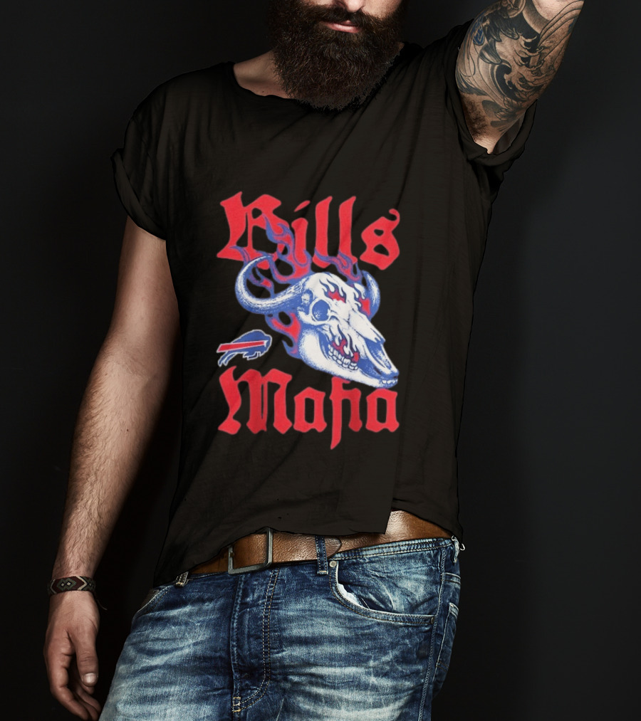 Buffalo Bills Mafia Skull Flames T-Shirt