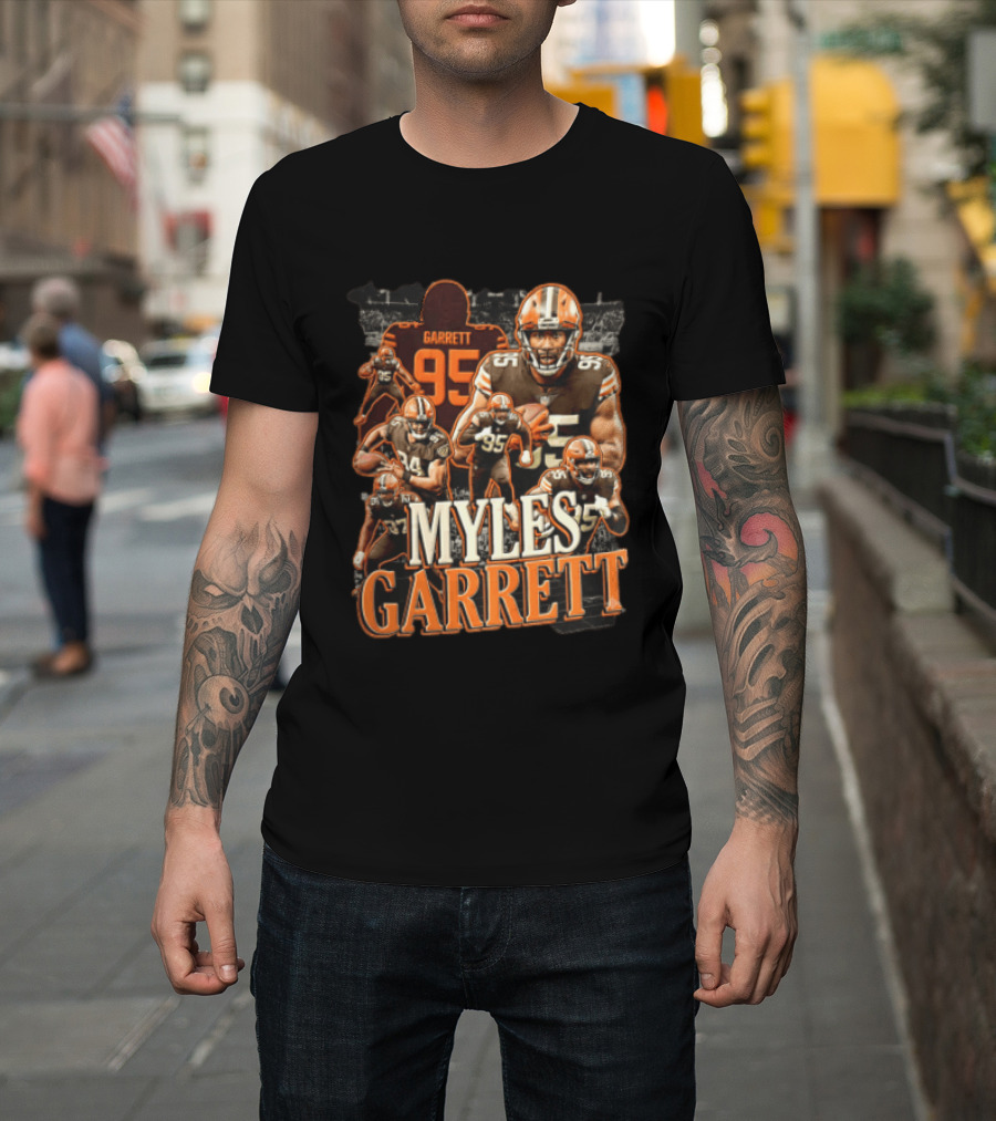 Cleveland Browns Myles Garrett 95 Action Poses Football Player T-Shirt