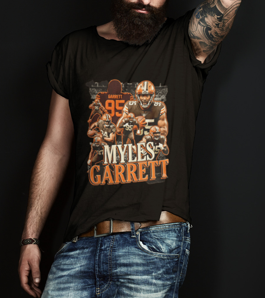 Cleveland Browns Myles Garrett 95 Action Poses Football Player T-Shirt