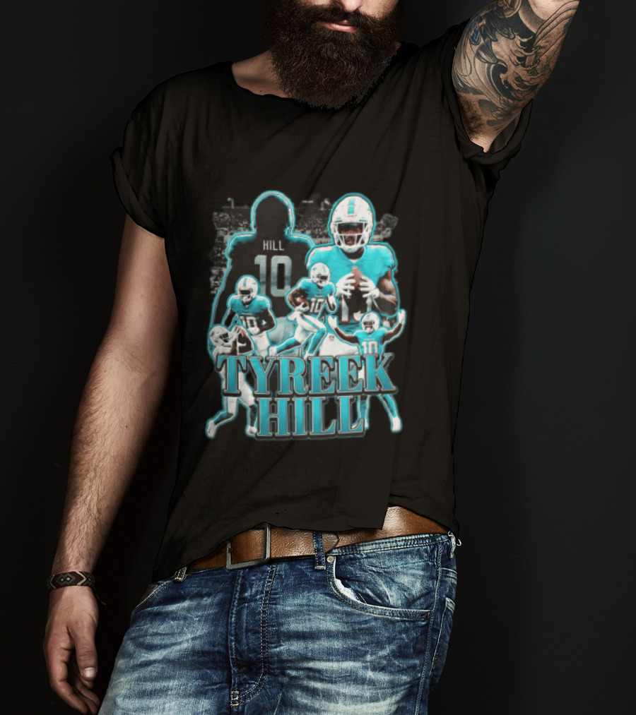 Tyreek Hill Miami Dolphins Football Player Multiple Action Poses T-Shirt