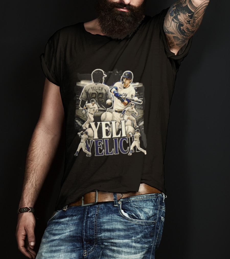 Milwaukee Brewers Yelich Baseball Player Action Poses 22 T-Shirt