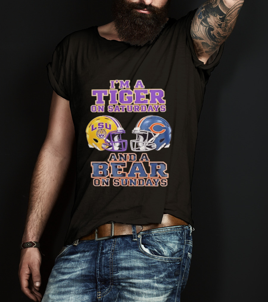 LSU Tigers Saturdays Chicago Bears Sundays Football Fan Gear T-Shirt
