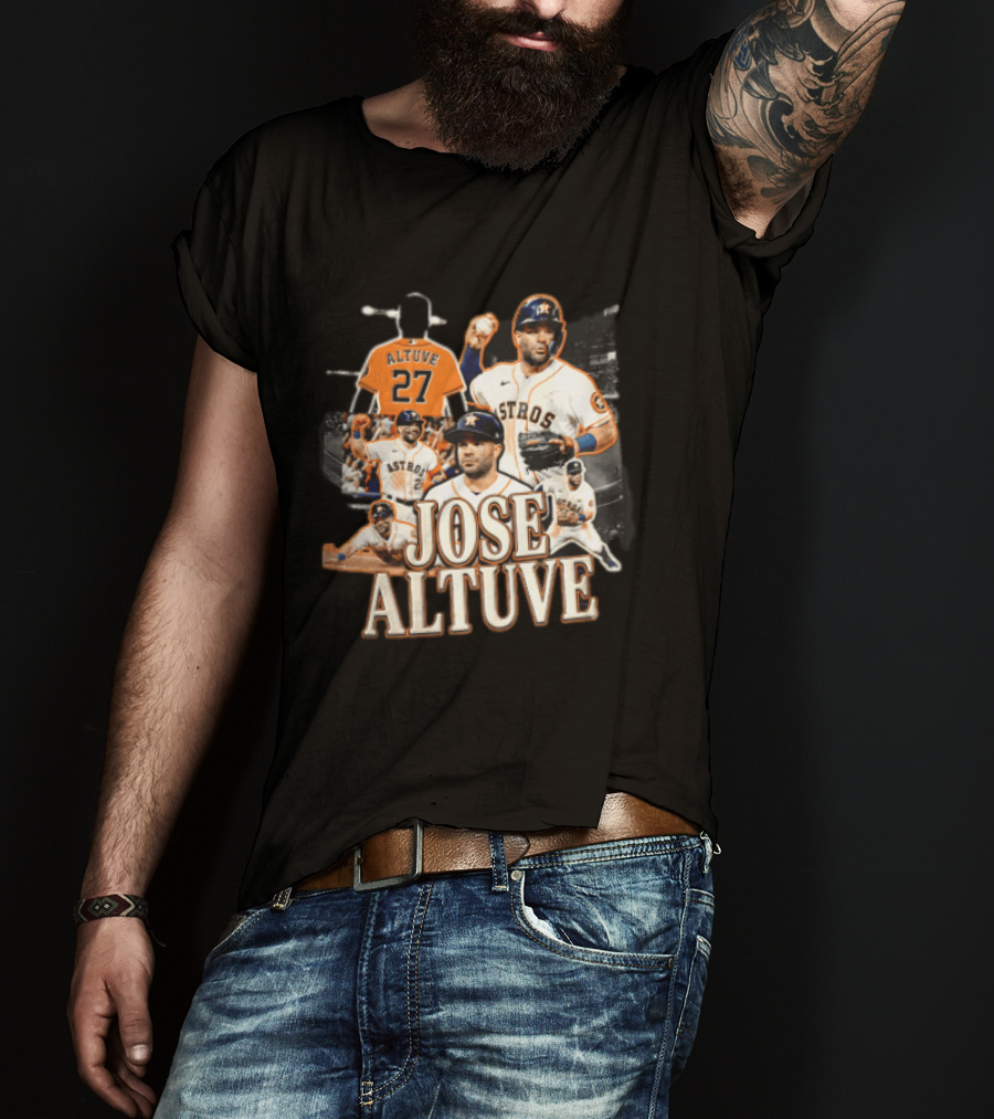 Houston Astros Jose Altuve 27 Collage Baseball Player T-Shirt