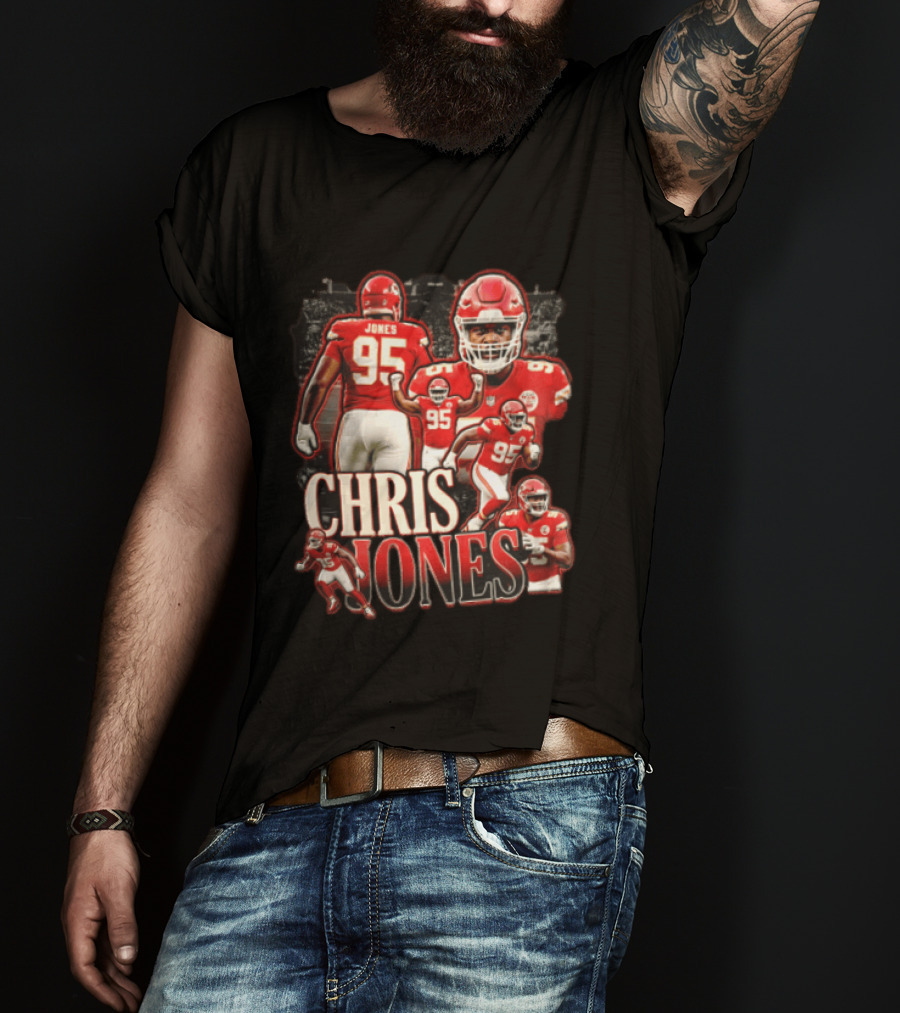 Kansas City Chiefs Chris Jones Football Player 95 Multiple Action Poses T-Shirt