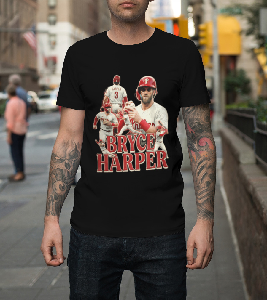 Philadelphia Phillies Bryce Harper Baseball Poses Vintage Look T-Shirt