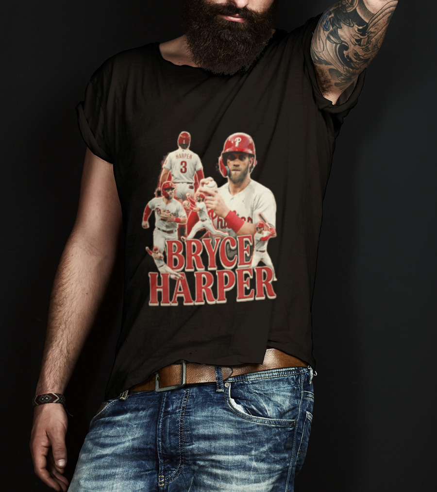 Philadelphia Phillies Bryce Harper Baseball Poses Vintage Look T-Shirt