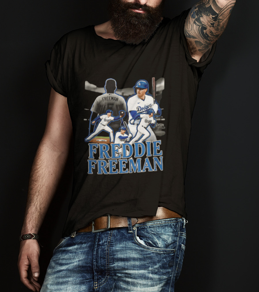 Los Angeles Dodgers Freddie Freeman Baseball Player Action Shots T-Shirt