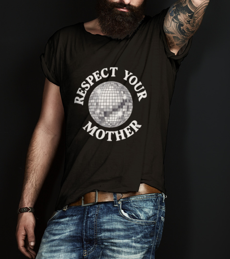Respect Your Mother Disco Ball Earth White T-Shirt