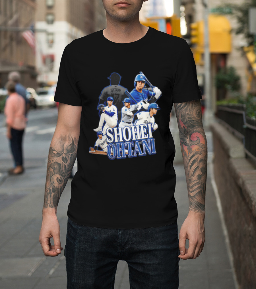 Los Angeles Dodgers Shohei Ohtani Baseball Player Collage T-Shirt