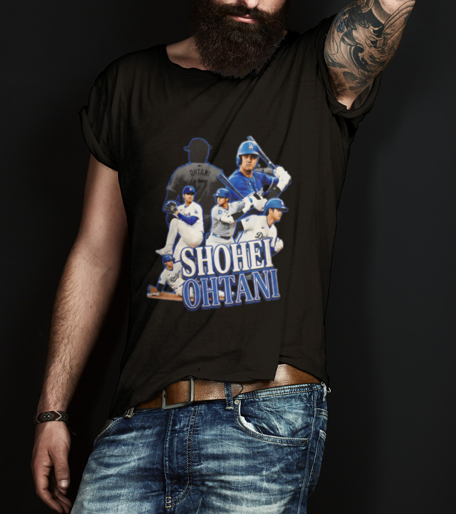 Los Angeles Dodgers Shohei Ohtani Baseball Player Collage T-Shirt