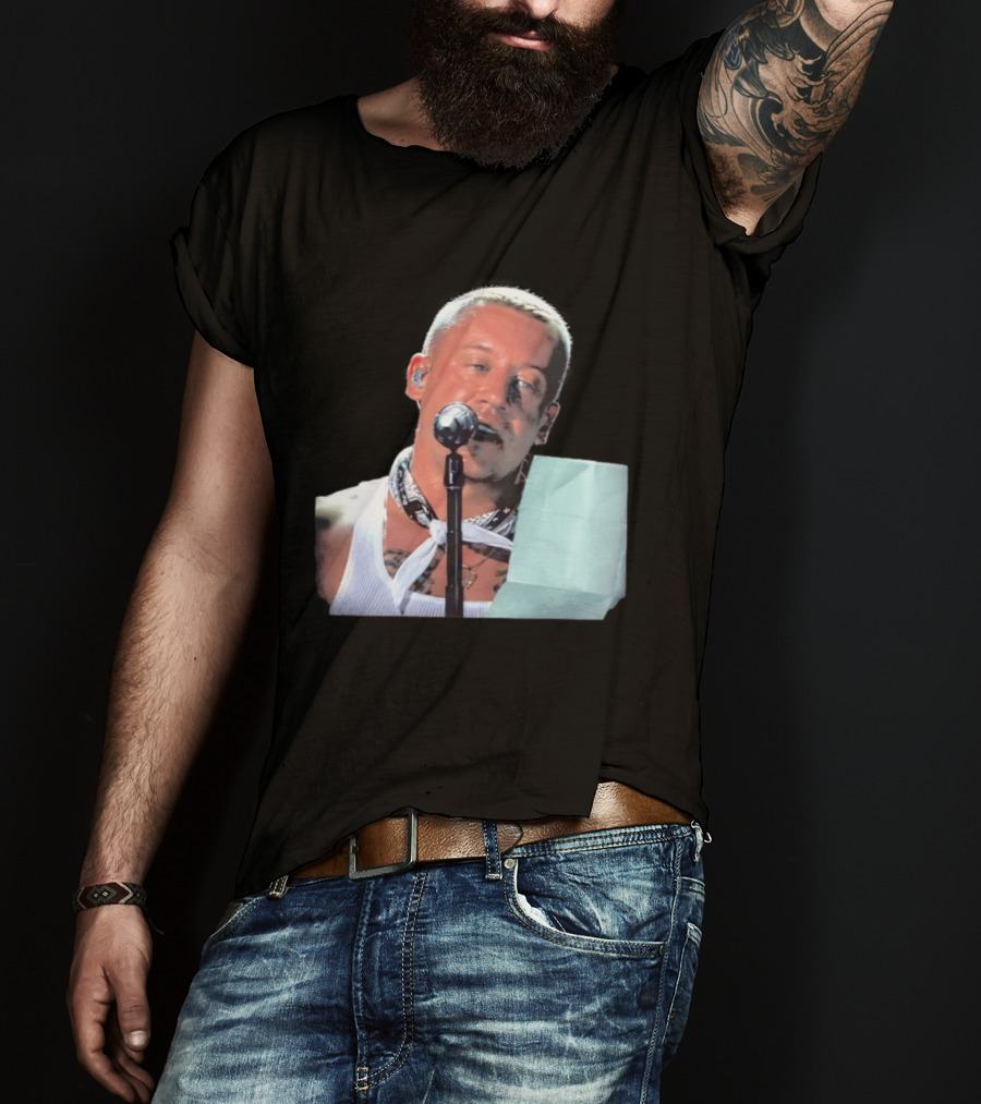 Macklemore White Bandana Performance Look Rapper T-Shirt