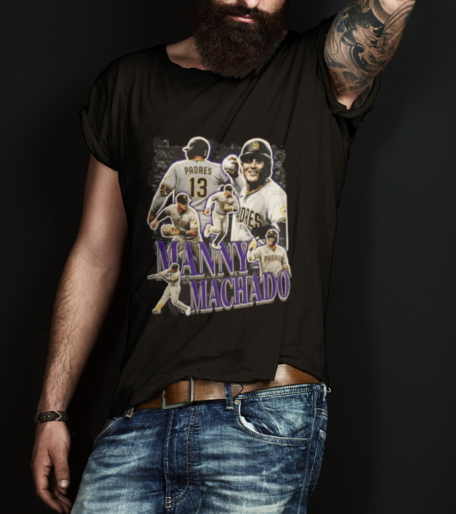 Manny Machado San Diego Padres MLB Baseball Star Player Collage T-Shirt