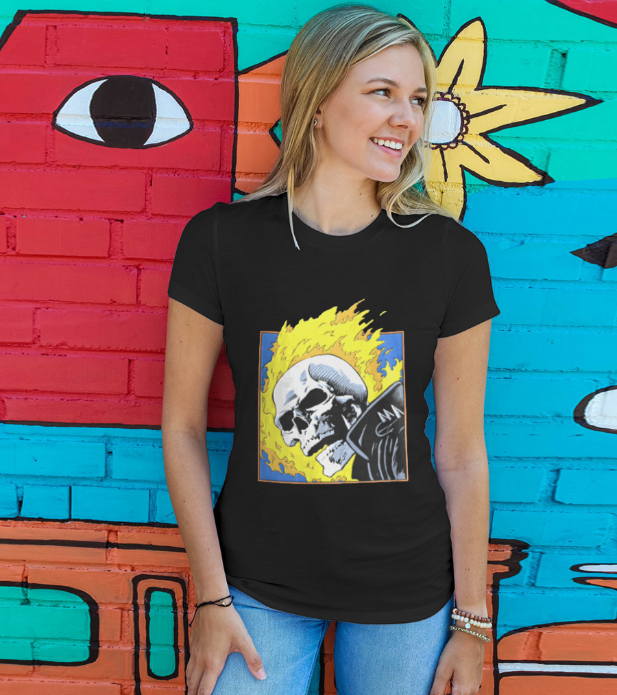 Marvel Ghost Rider Flaming Skull 1976 Comic Cover T-Shirt