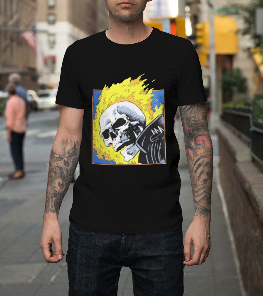 Marvel Ghost Rider Flaming Skull 1976 Comic Cover T-Shirt
