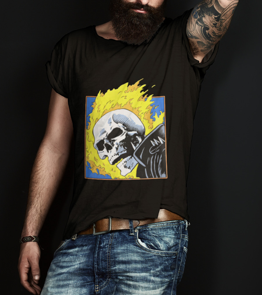 Marvel Ghost Rider Flaming Skull 1976 Comic Cover T-Shirt