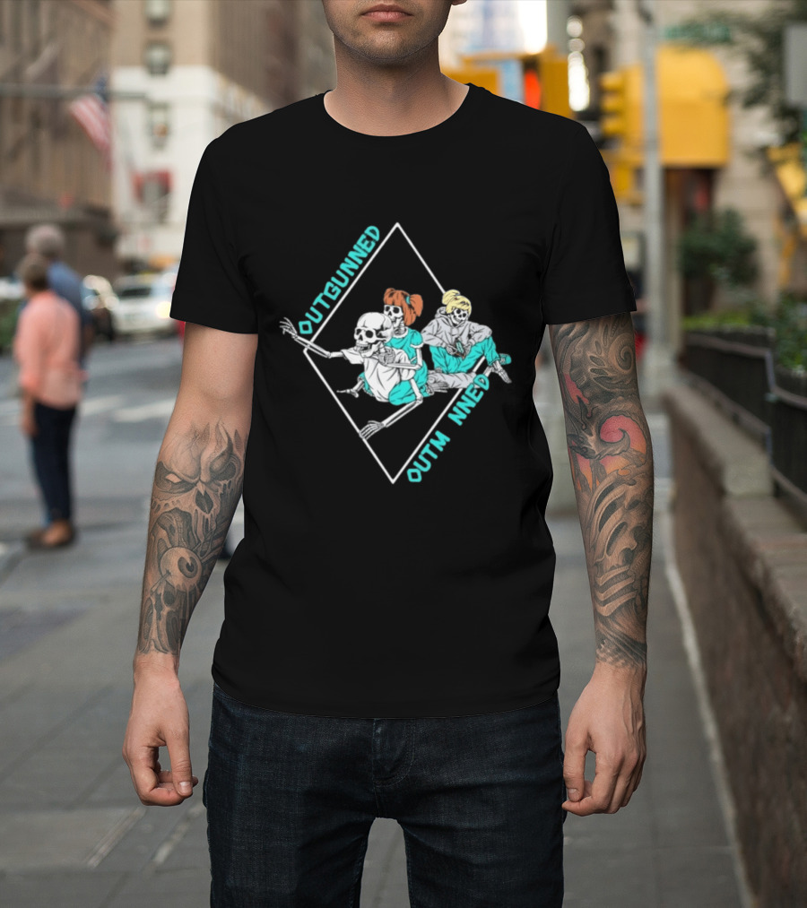 Outgunned Outmanned Skeleton Trio Casual T-Shirt