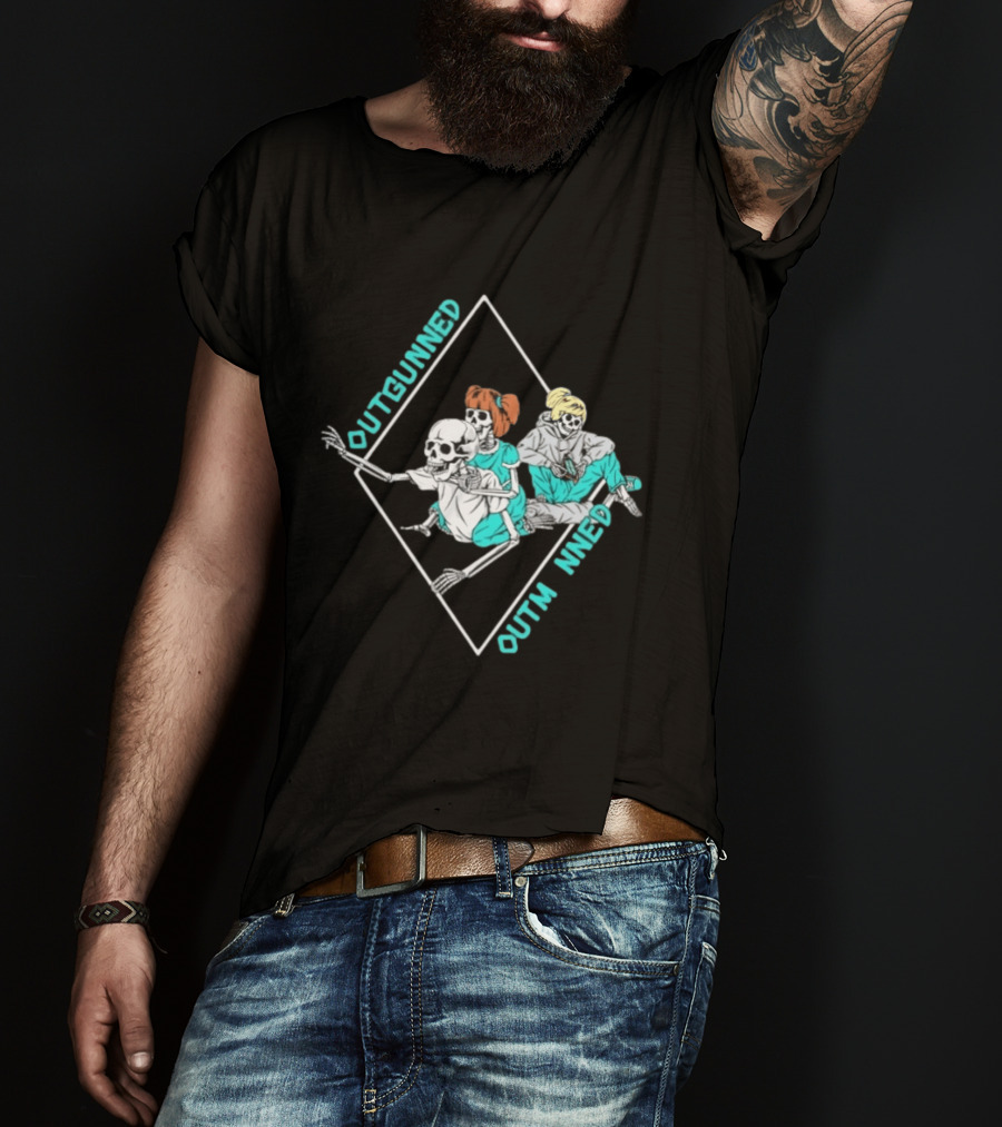 Outgunned Outmanned Skeleton Trio Casual T-Shirt
