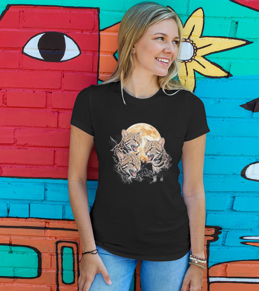 Three Tilcayo Bolivia Cloud Forest Wildcats Full Moon Roaring Trio T-Shirt