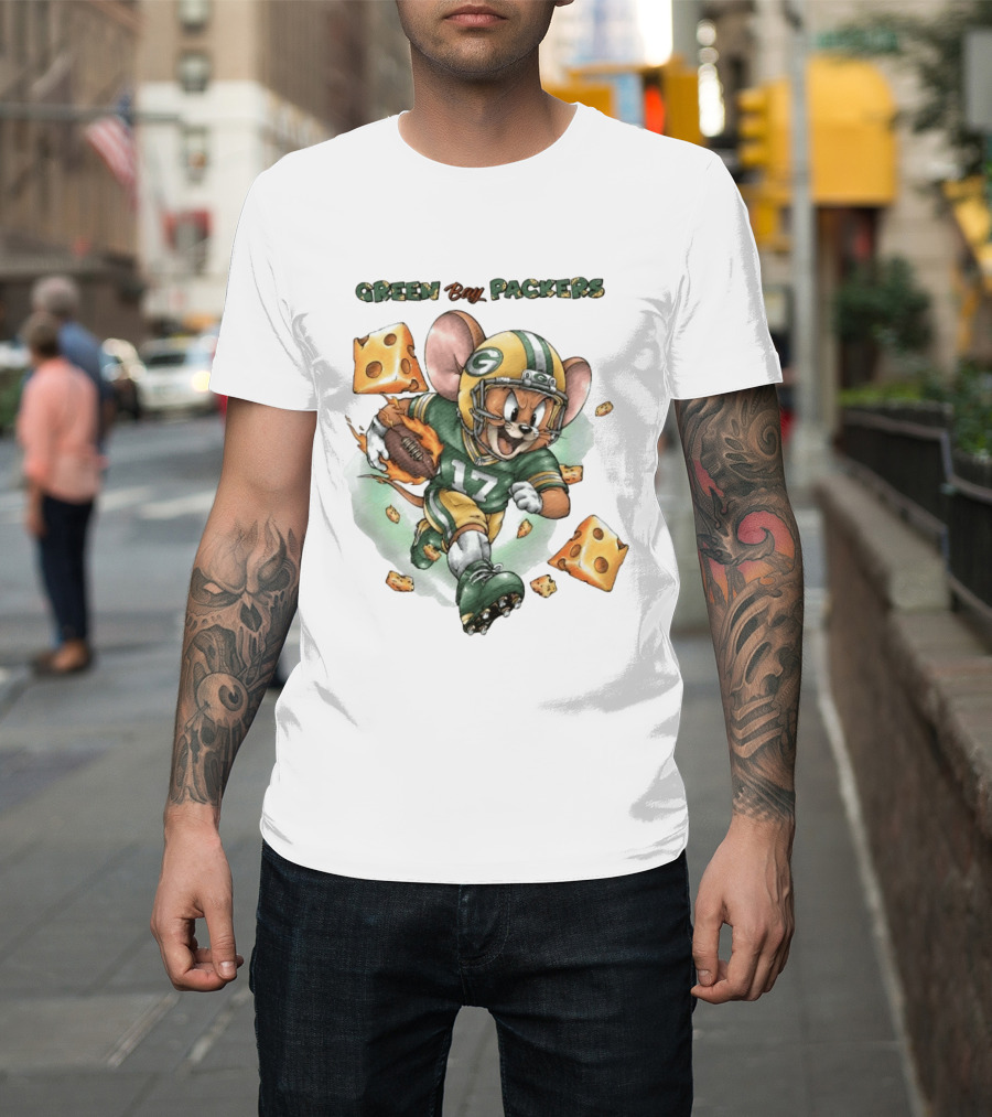 Green Bay Packers 17 Jerry Mouse Football Cheese T-Shirt