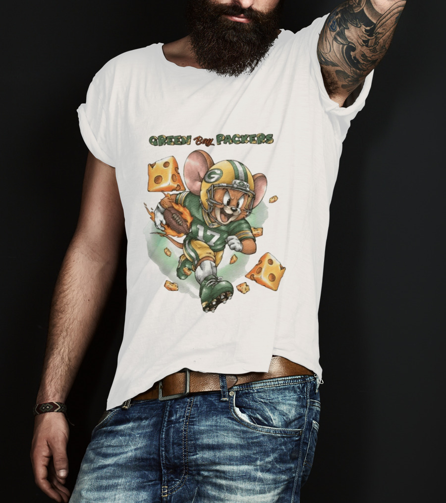 Green Bay Packers 17 Jerry Mouse Football Cheese T-Shirt