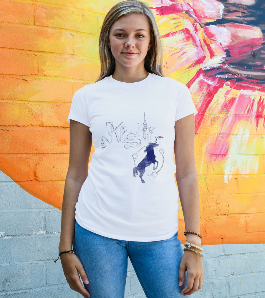 Keshi Stallion Star Circle Horse Blue T-Shirt