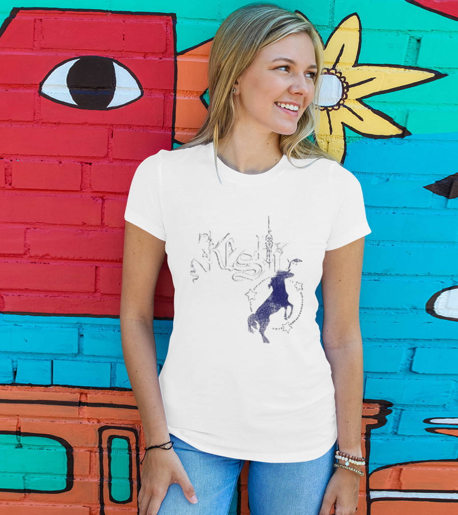 Keshi Stallion Star Circle Horse Blue T-Shirt
