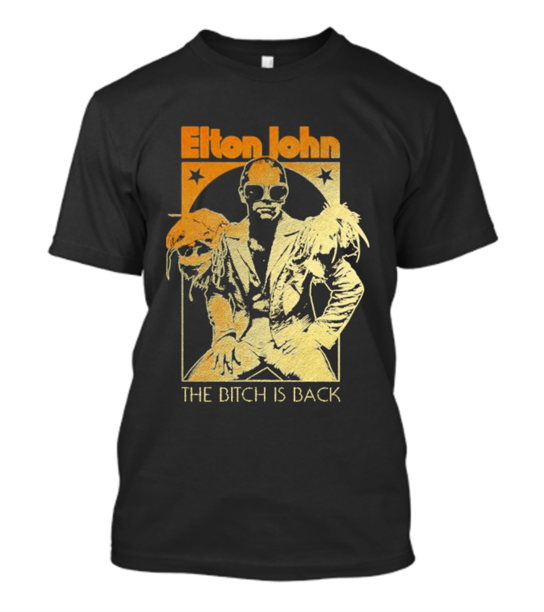 Elton John The Bitch Is Back Retro Style Gold T-Shirt