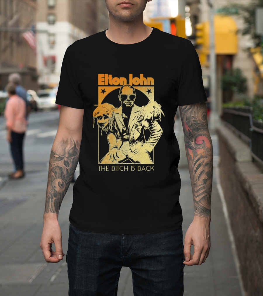 Elton John The Bitch Is Back Retro Style Gold T-Shirt