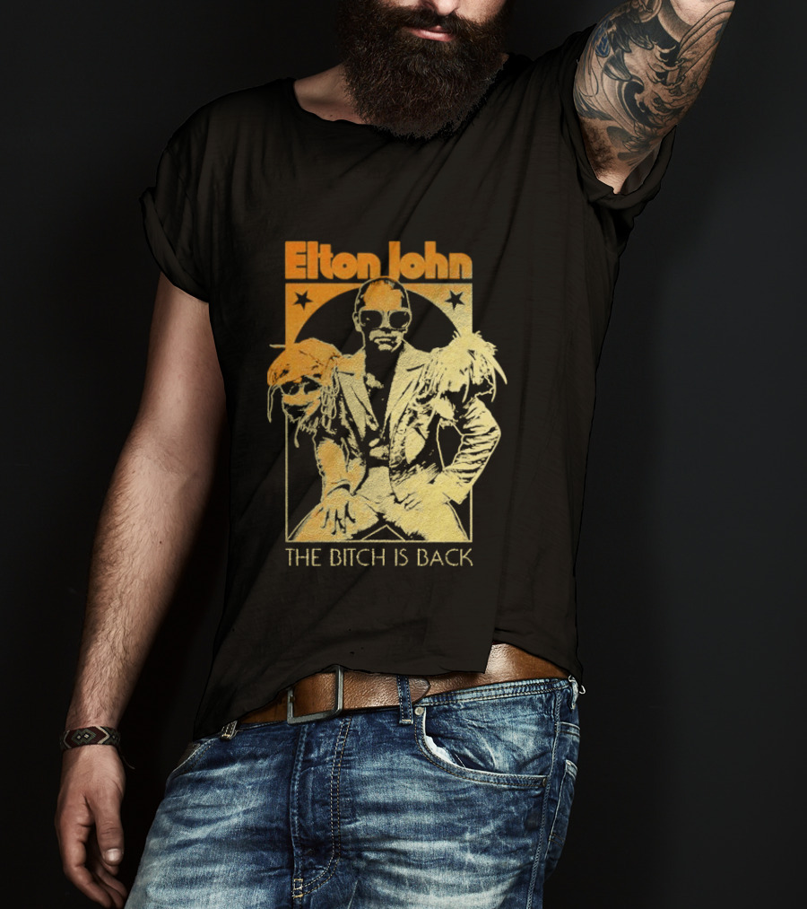Elton John The Bitch Is Back Retro Style Gold T-Shirt