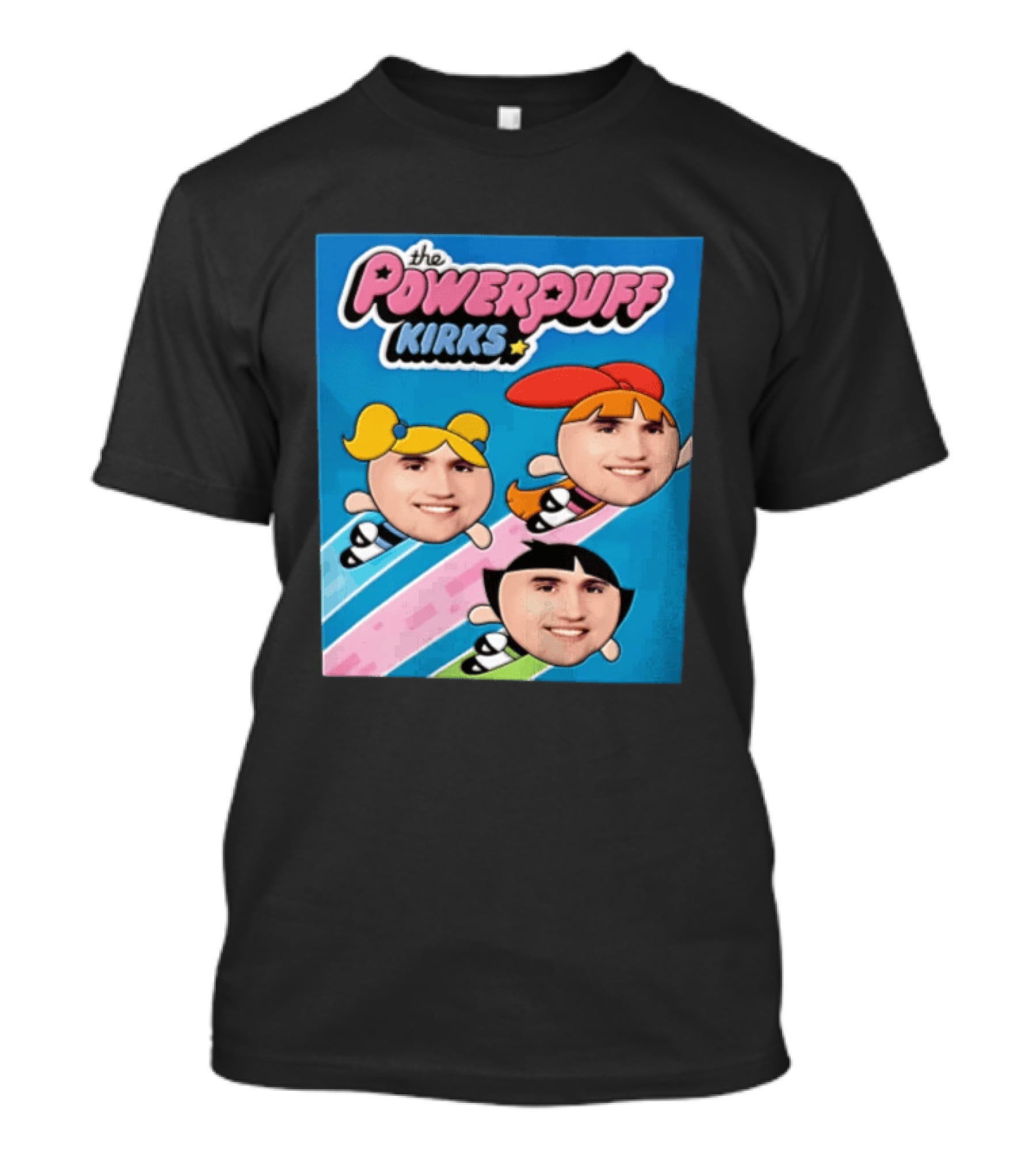 The Powerpuff Kirks Cartoon Characters Flying Faces T-Shirt